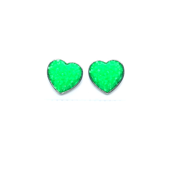 3/$30 Valentine Heart Shaped Druzy Earring Iridescent Studs Heart Shaped NEW - Picture 3 of 4